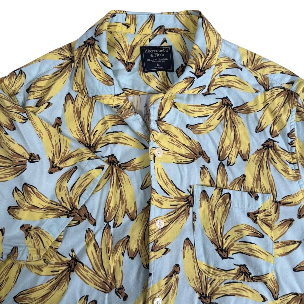 Abercrombie & Fitch Mens M Banana Hawaiian Camp Shirt Surf Aloha Tropical Island